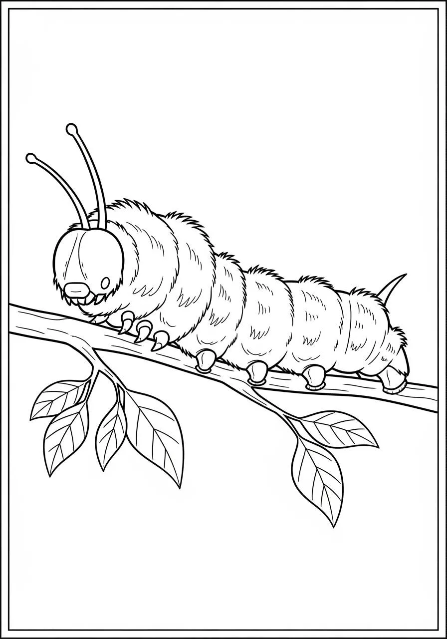 Desenho de Inseto de Lagarta para Colorir