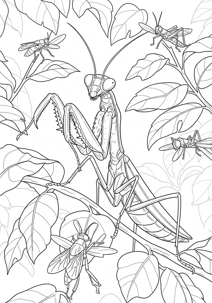 Desenho de Inseto de Louva a Deus para Colorir