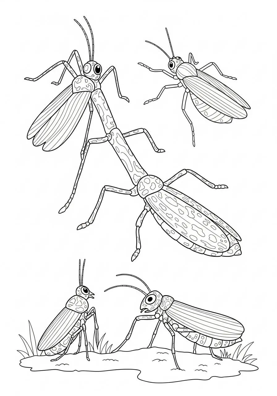 Desenho de Inseto de Grilo para Colorir