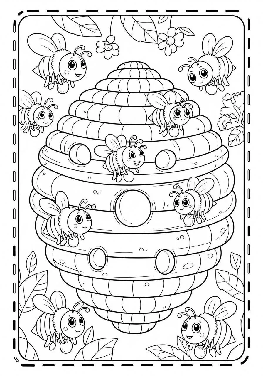 Desenho de Inseto de Abelhas para Colorir