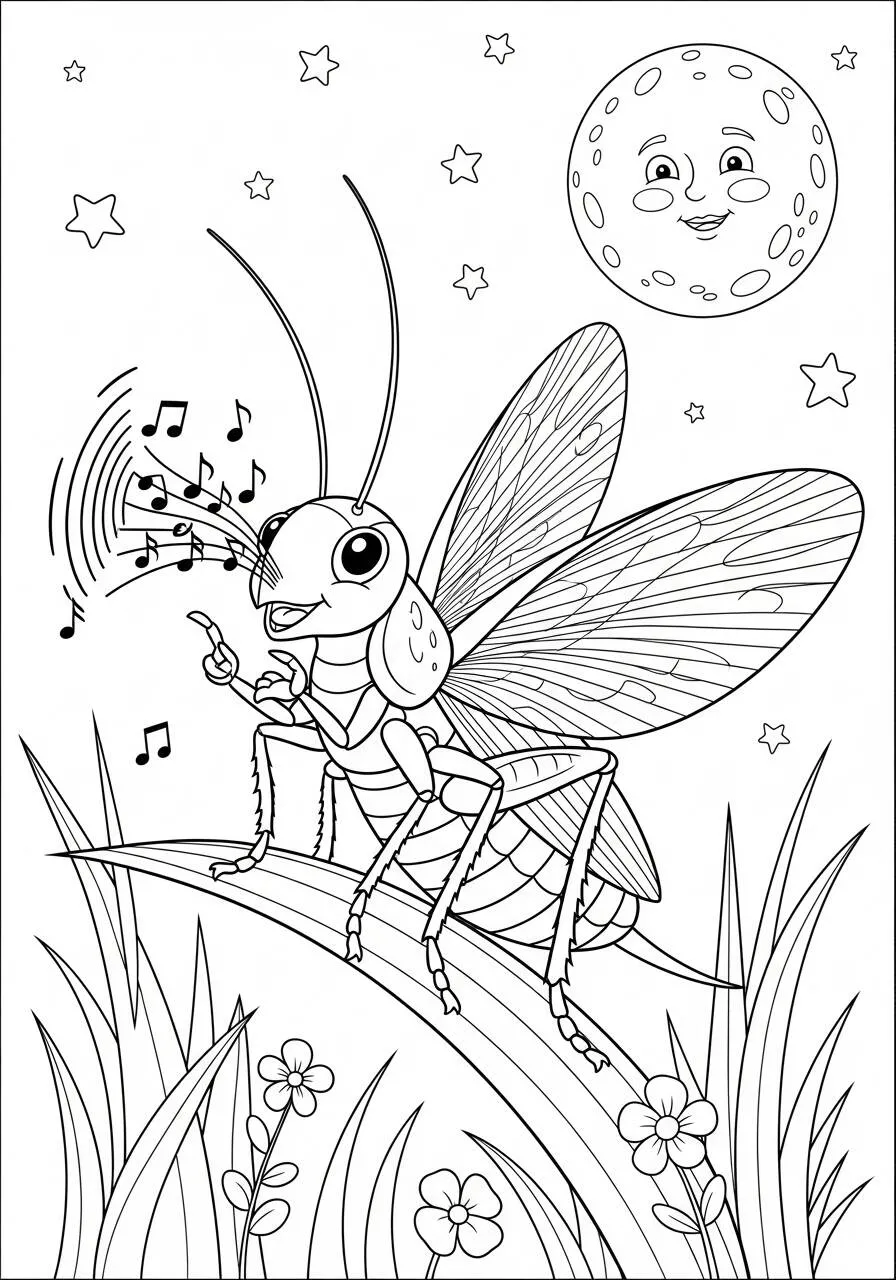 Desenho de Inseto de Grilo para Colorir
