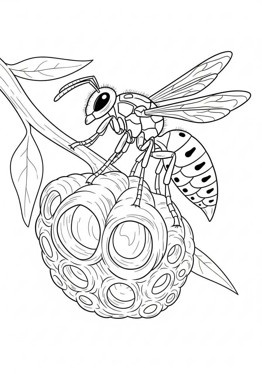 Desenho de Inseto de Abelha para Colorir