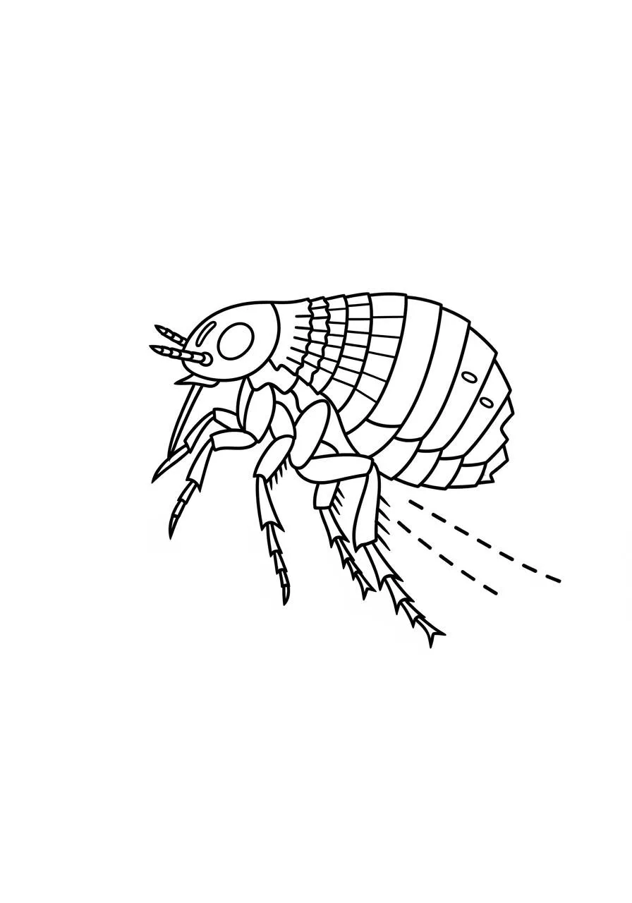 Desenho de Inseto de Pulga para Colorir