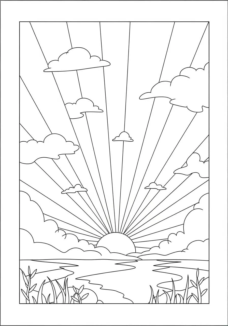 Desenho do Sol Radiante para Colorir