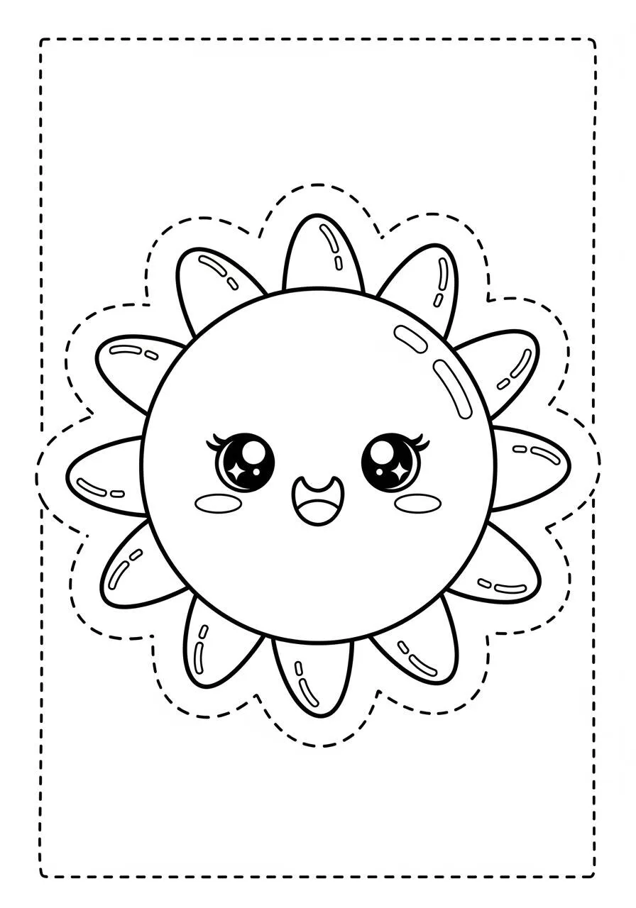 Desenho do Sol Kawaii para Colorir