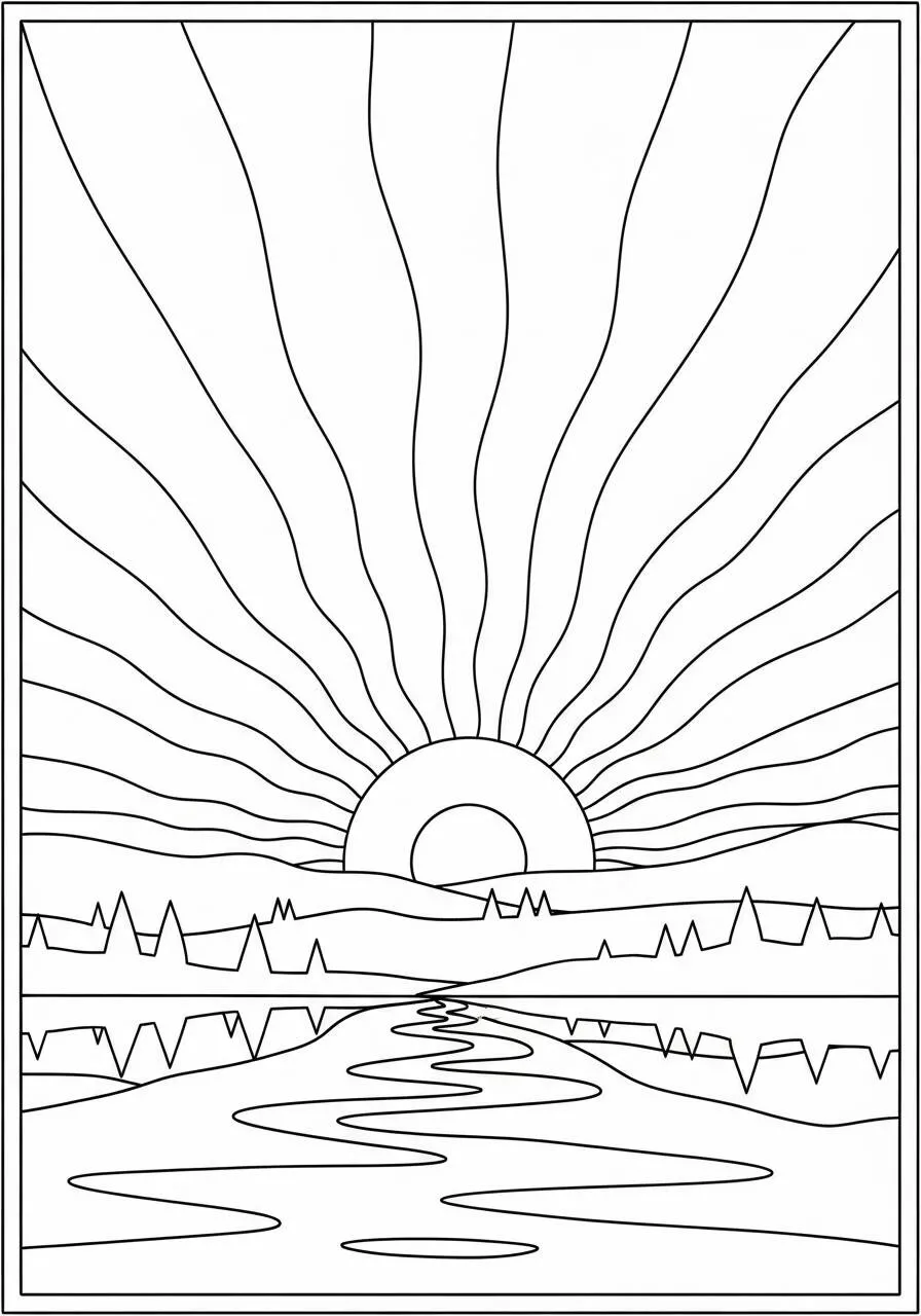 Desenho do Sol Radiante para Colorir