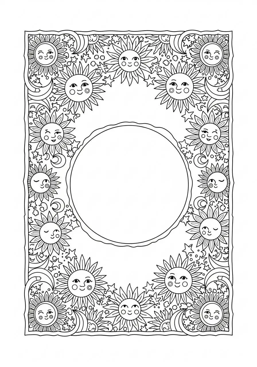 Desenho do Sol e Flores para Colorir