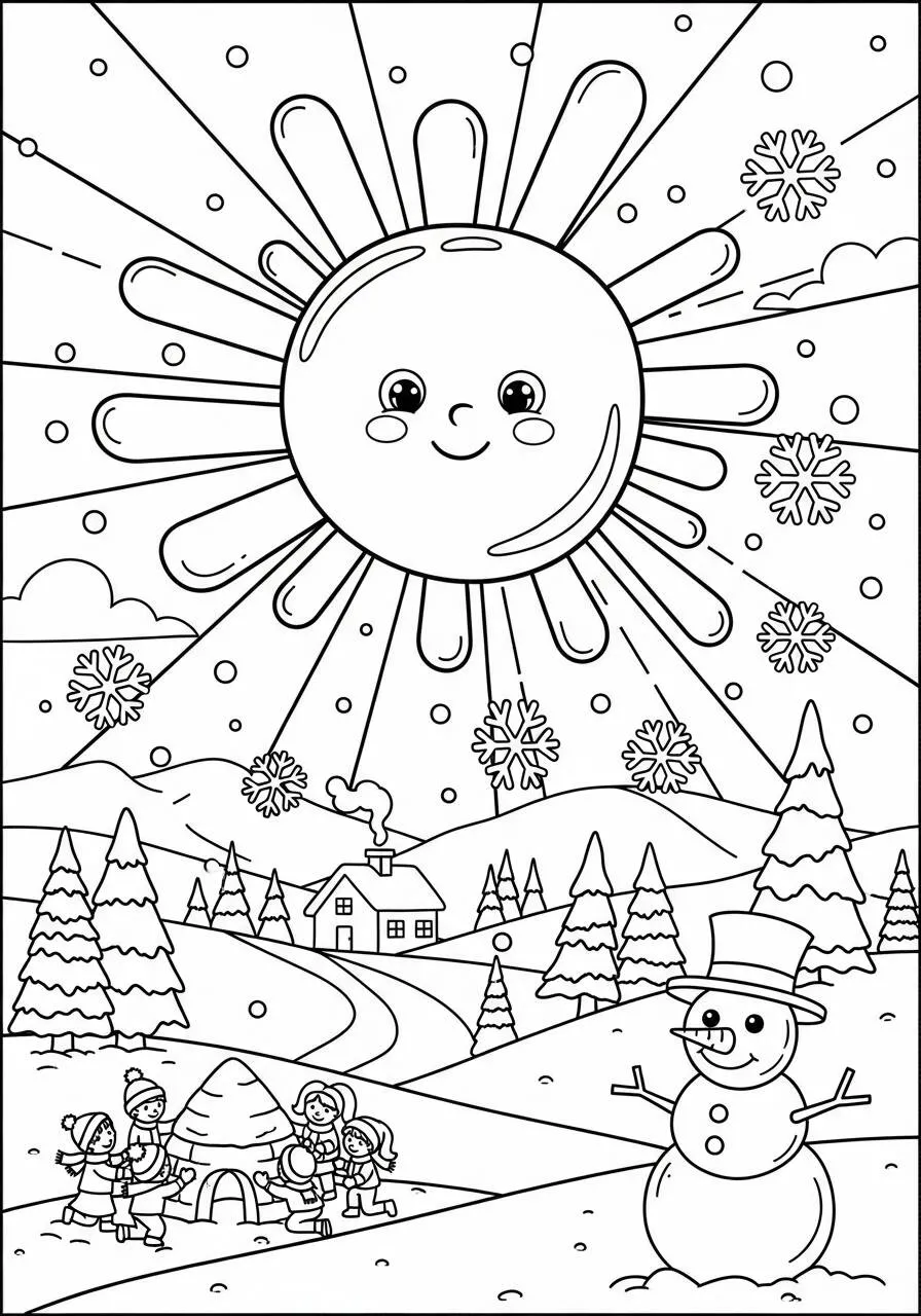 Desenho do Sol Sorridente para Colorir
