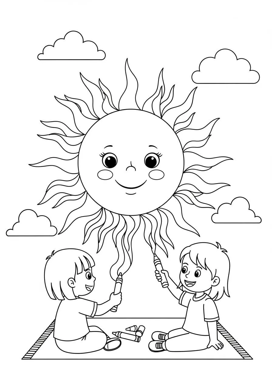 Desenho do Sol Feliz para Colorir com Crianças