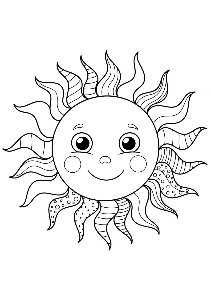 Desenho do Sol Sorridente para Colorir