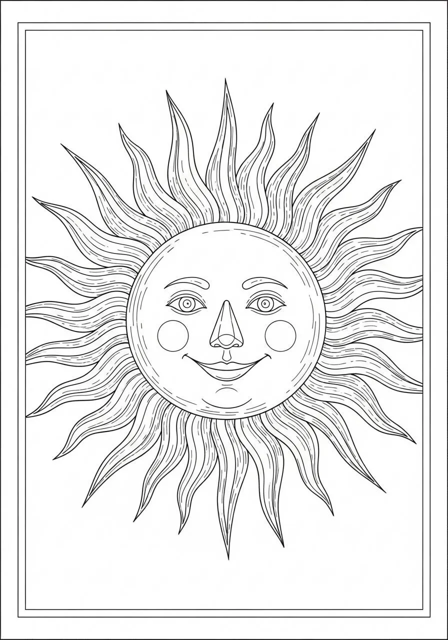 Desenho do Sol Radiante para Colorir