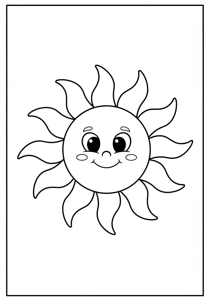Desenho do Sol Kawaii para Colorir