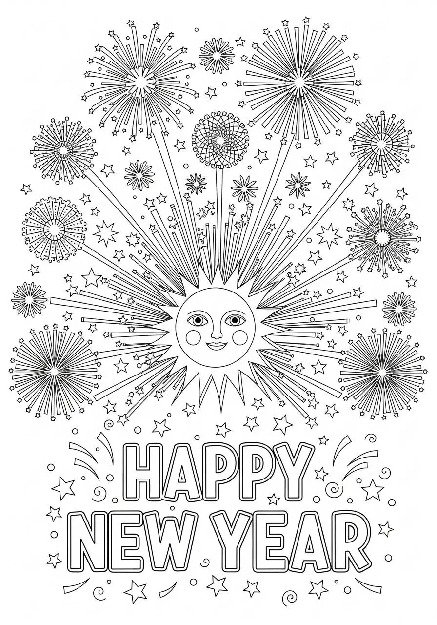 Desenho do Sol Radiante para Colorir