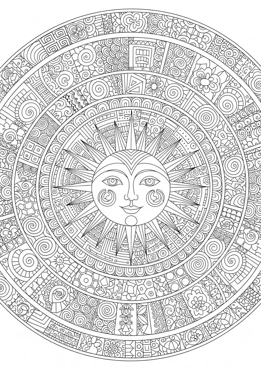 Desenho do Sol Mandala para Colorir