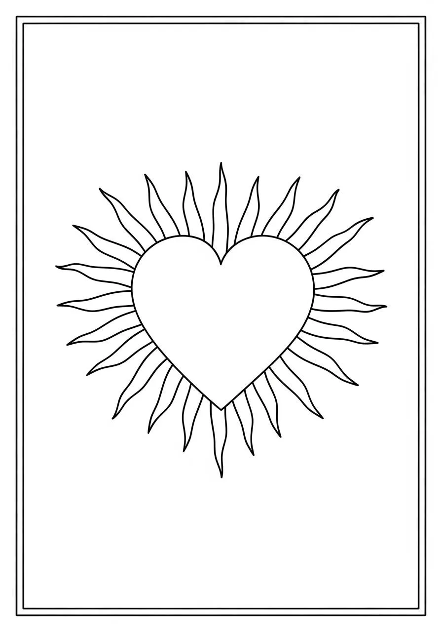 Desenho do Sol em Forma de Coração para Colorir