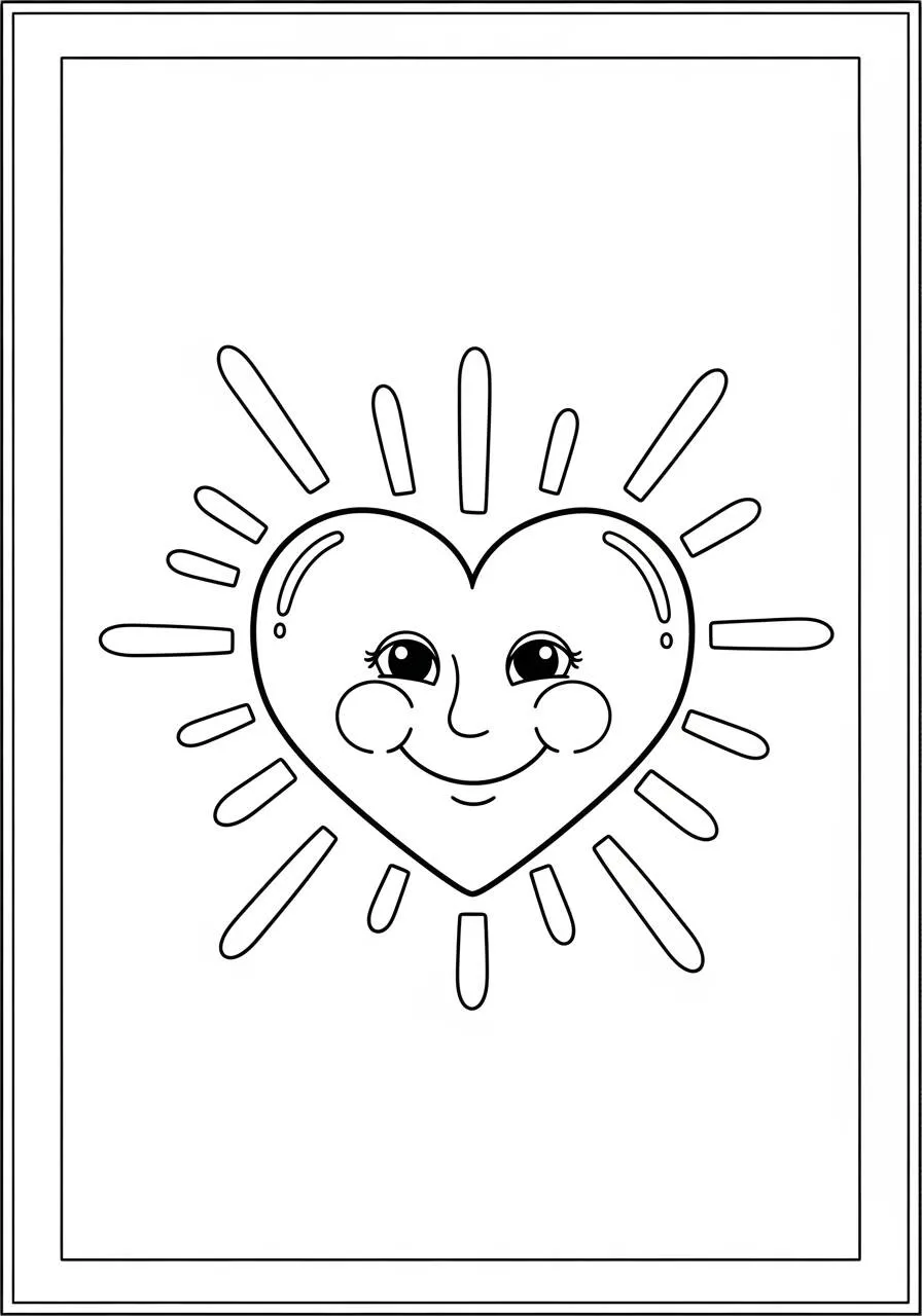Desenho do Sol em Forma de Coração para Colorir