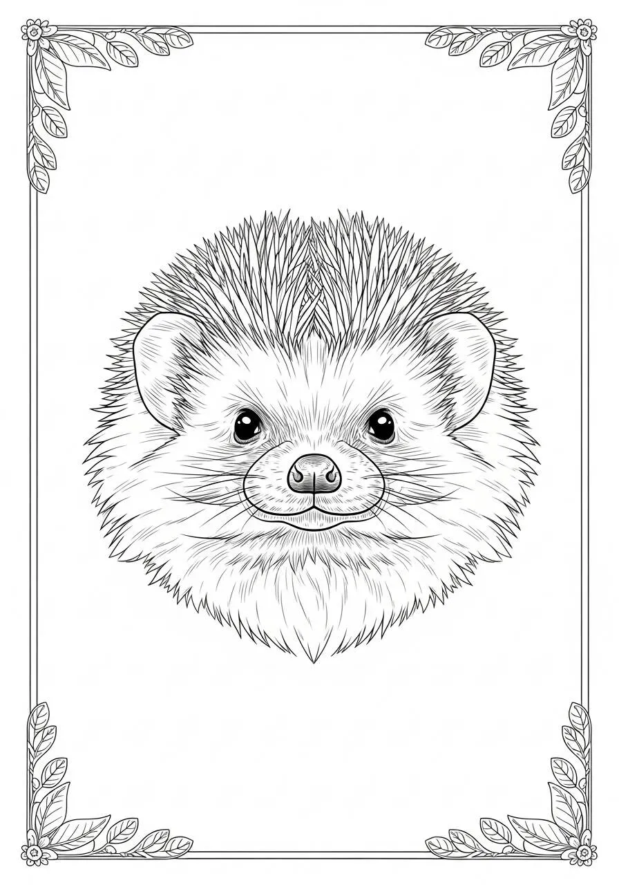 Desenho de Ouriço Fofo para Colorir com Detalhes Florais