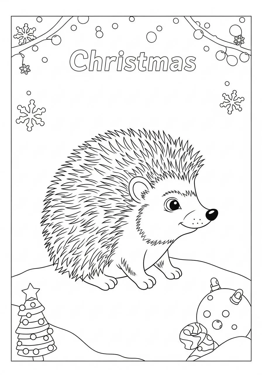 Desenho de Ouriço Natalino para Colorir