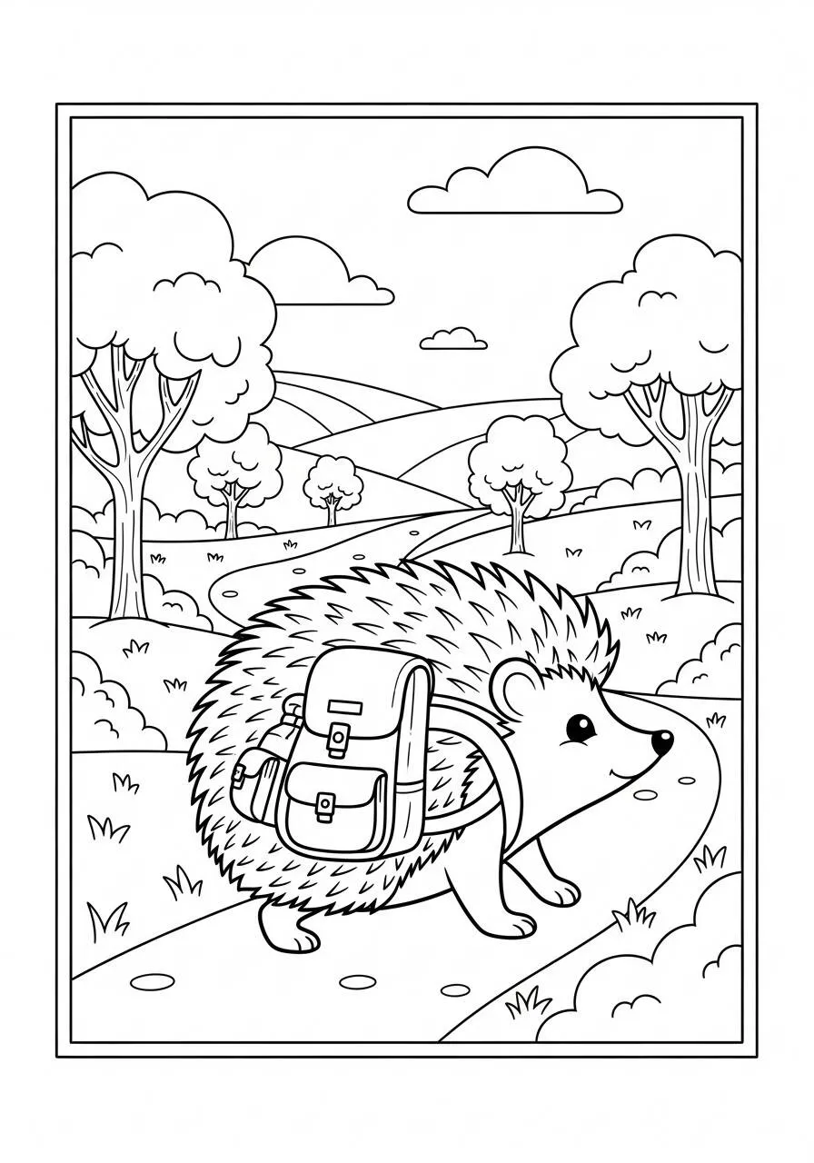 Desenho de Ouriço Aventureiro para Colorir