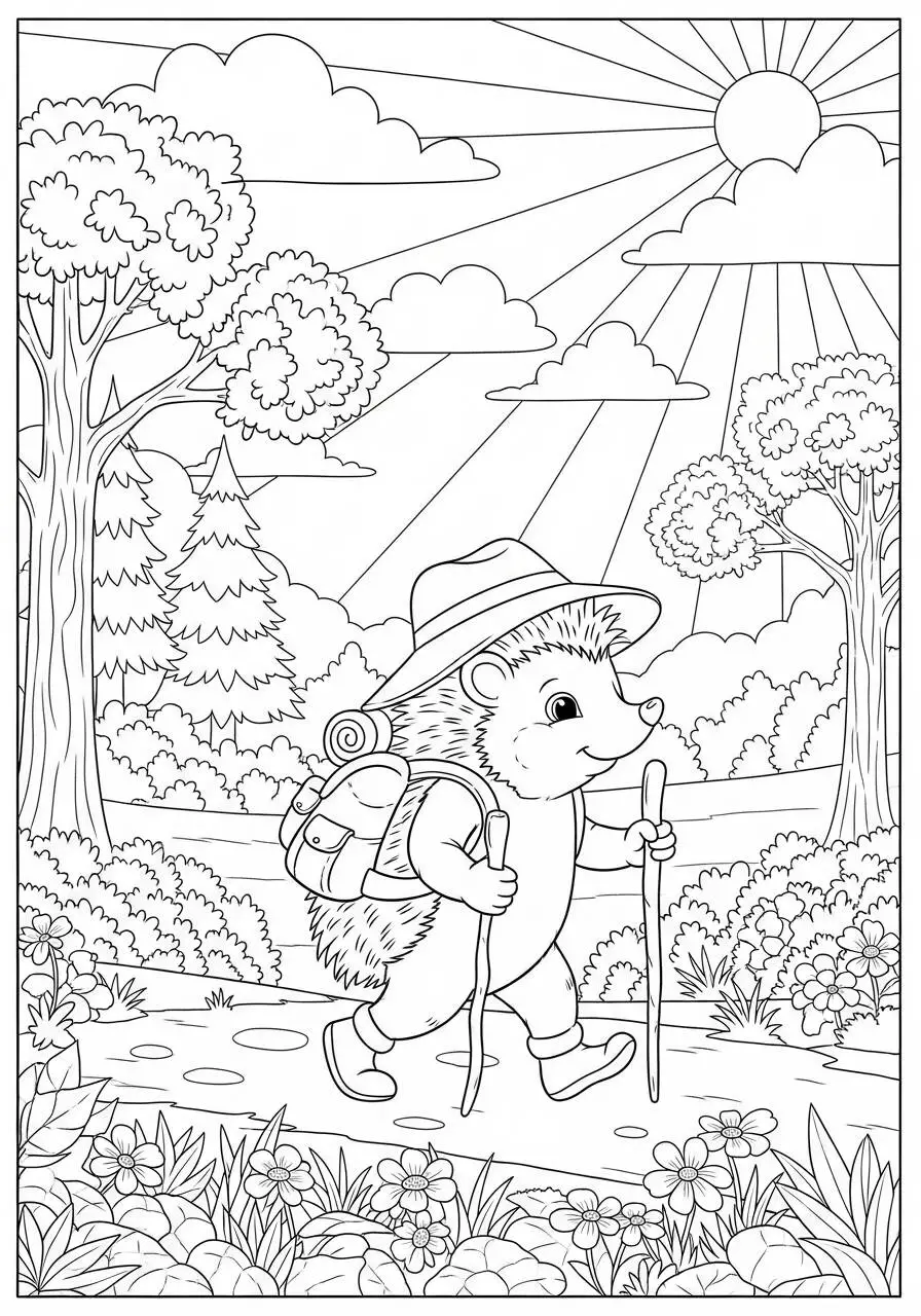 Desenho de Ouriço Aventureiro para Colorir