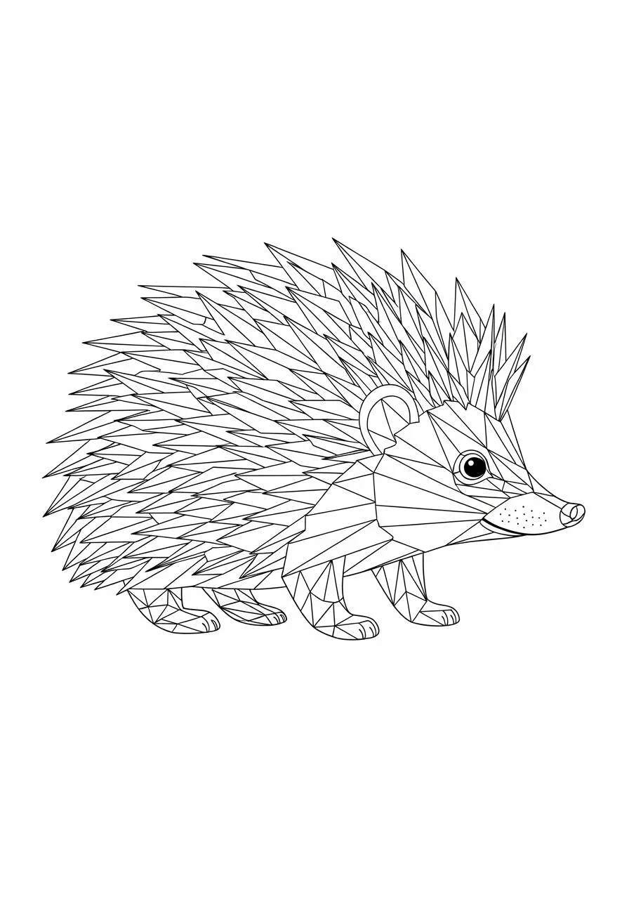 Desenho de Ouriço Geométrico para Colorir
