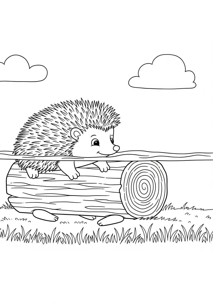 Desenho de Ouriço Fofo na Árvore para Colorir