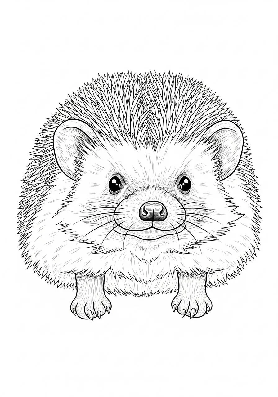 Desenho de Ouriço Fofo para Colorir com Sorriso