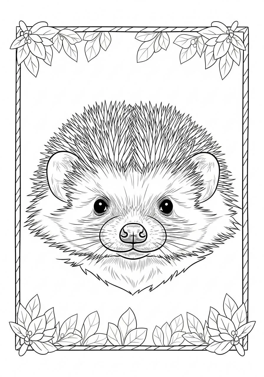 Desenho de Ouriço Fofo para Colorir com Flores