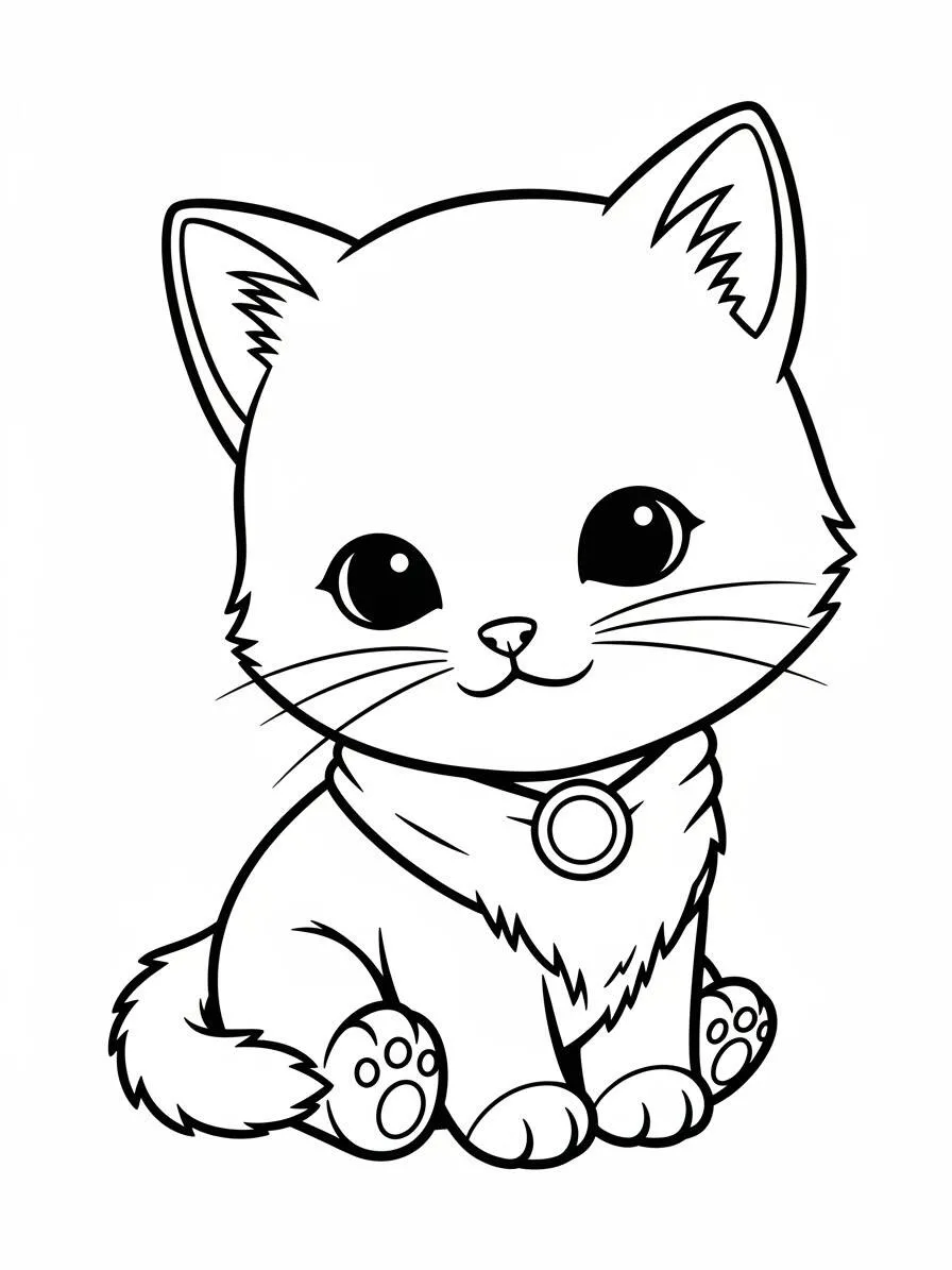 Dibujo para colorear de gatitos kawaii