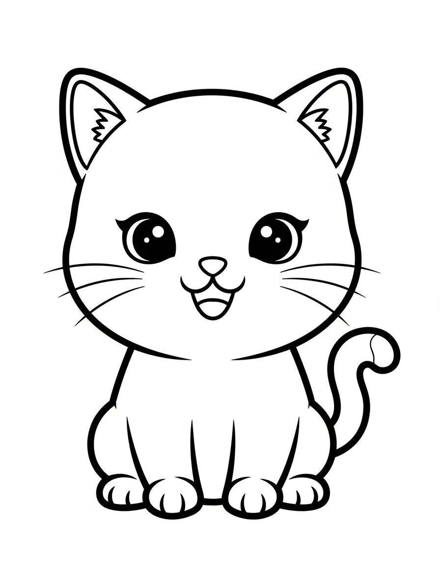 Página para colorear de gatitos kawaii