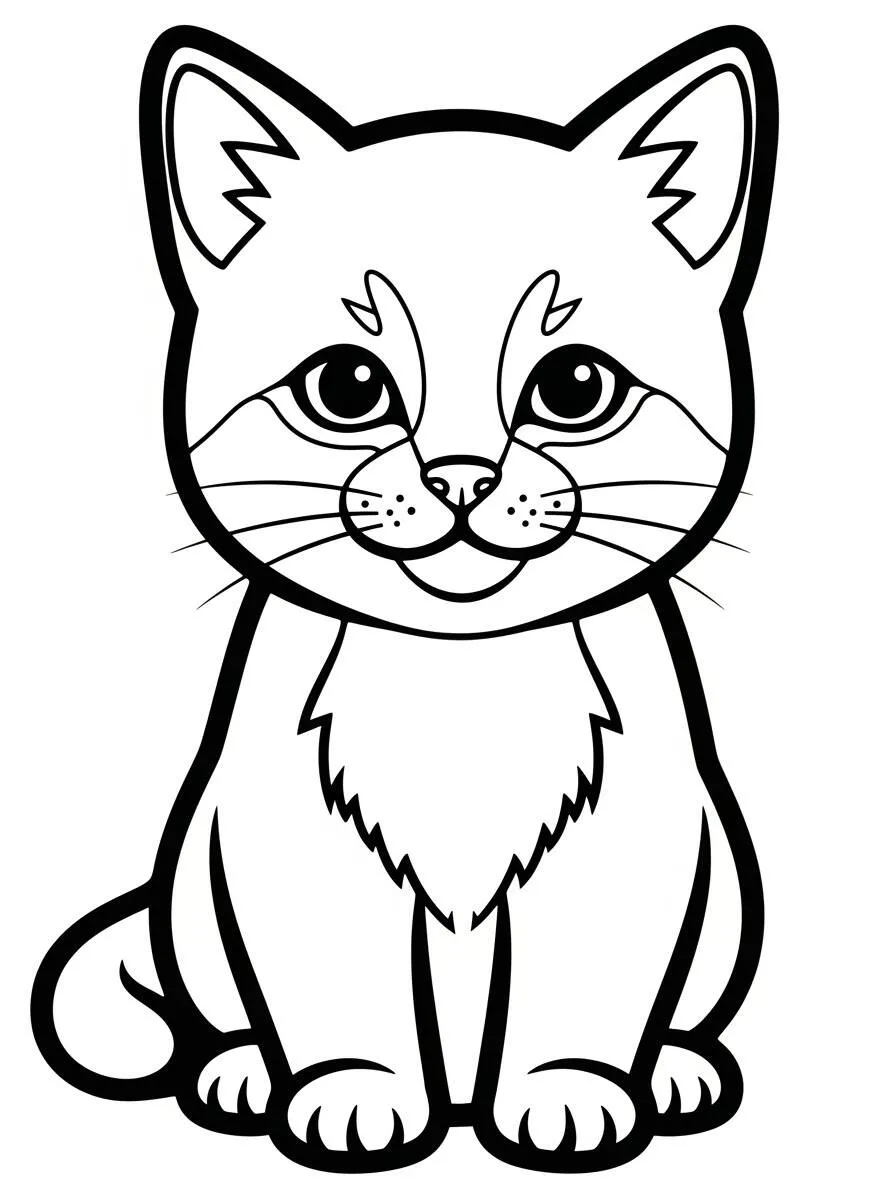 Desenho de Gatinha Fofa para Colorir e se Divertir