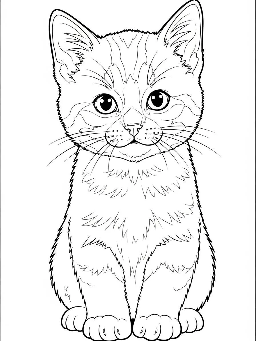 Desenho de Gatinha Adorável para Colorir