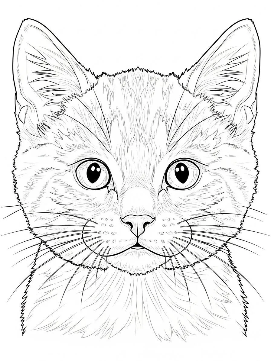 Desenho de Gatinha Realista para Colorir
