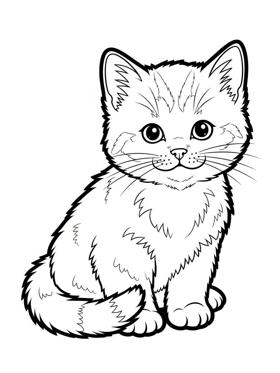 Desenho de Gatinha Fofa para Colorir