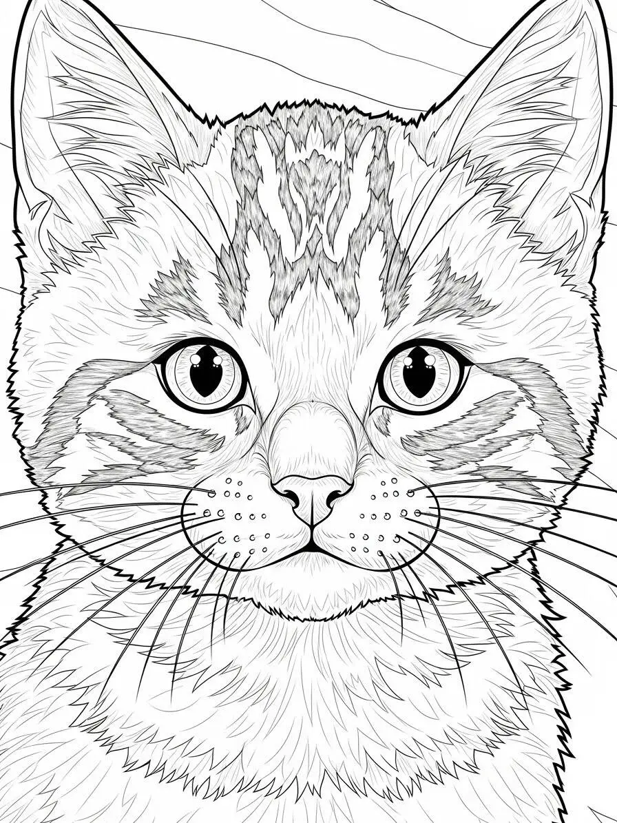 Desenho de Gatinha Realista para Colorir