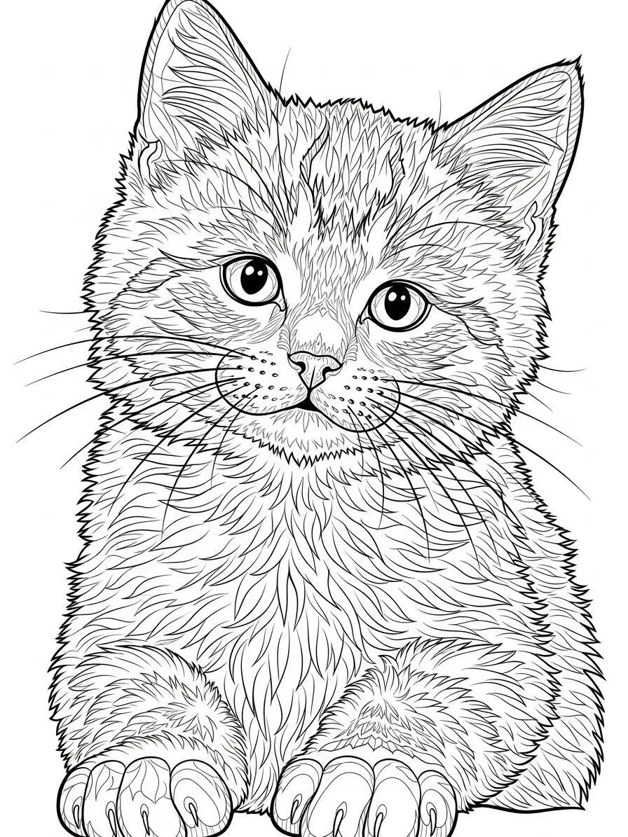 Desenho de Gatinha Fofa para Colorir