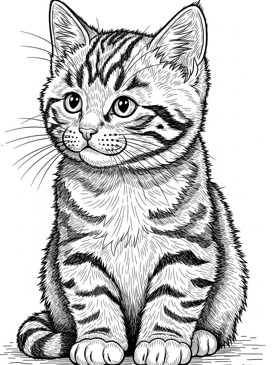 Desenho de Gatinha Adorável para Colorir