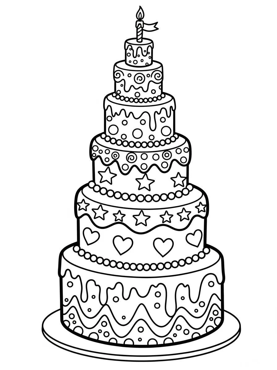 Desenho de Bolo de Casamento para Colorir