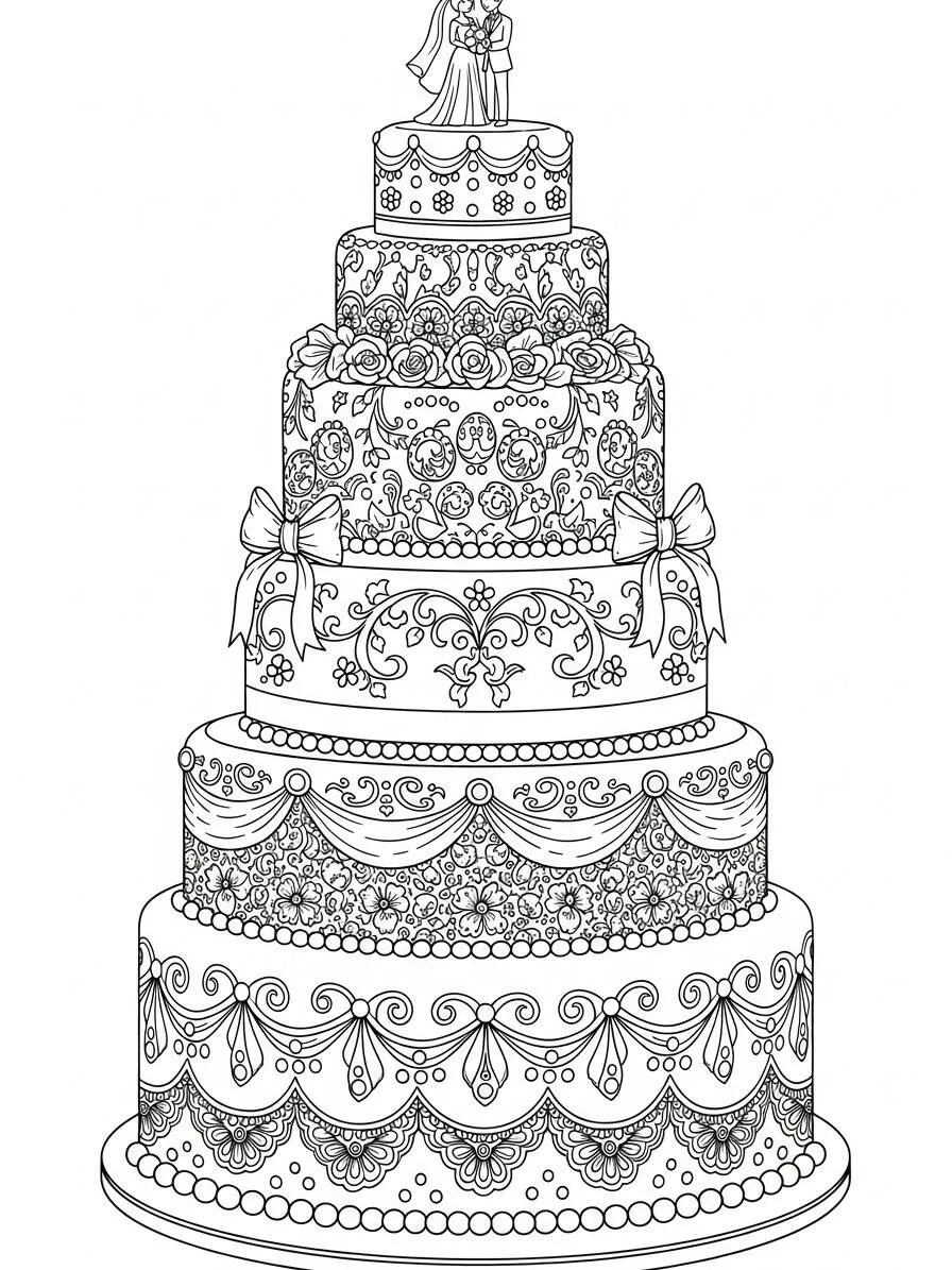 Pastel De Boda Página Para Colorear