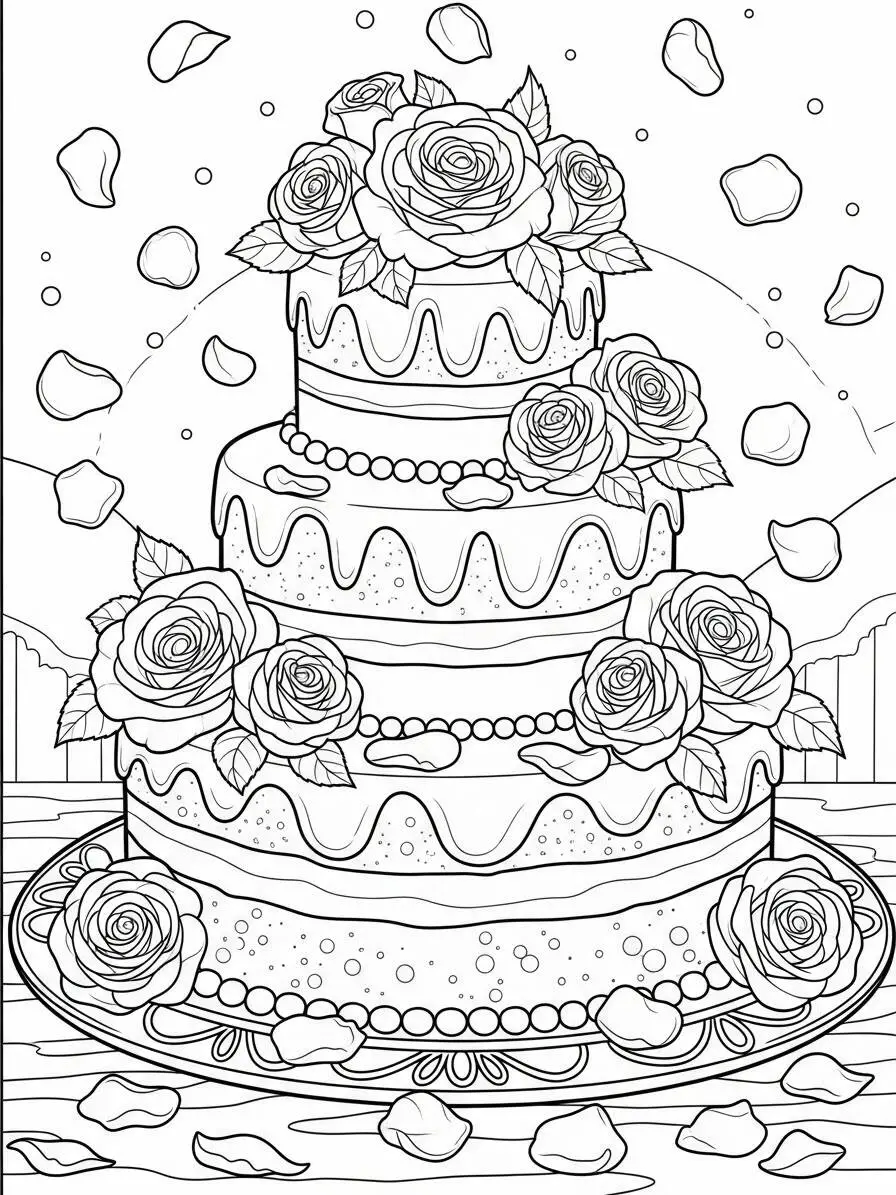 Pastel De Boda Página Para Colorear