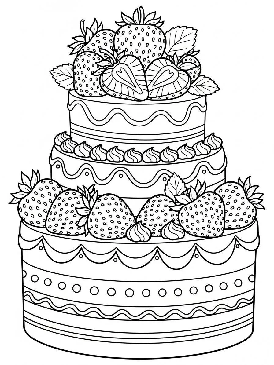 Pastel De Fresa Página Para Colorear