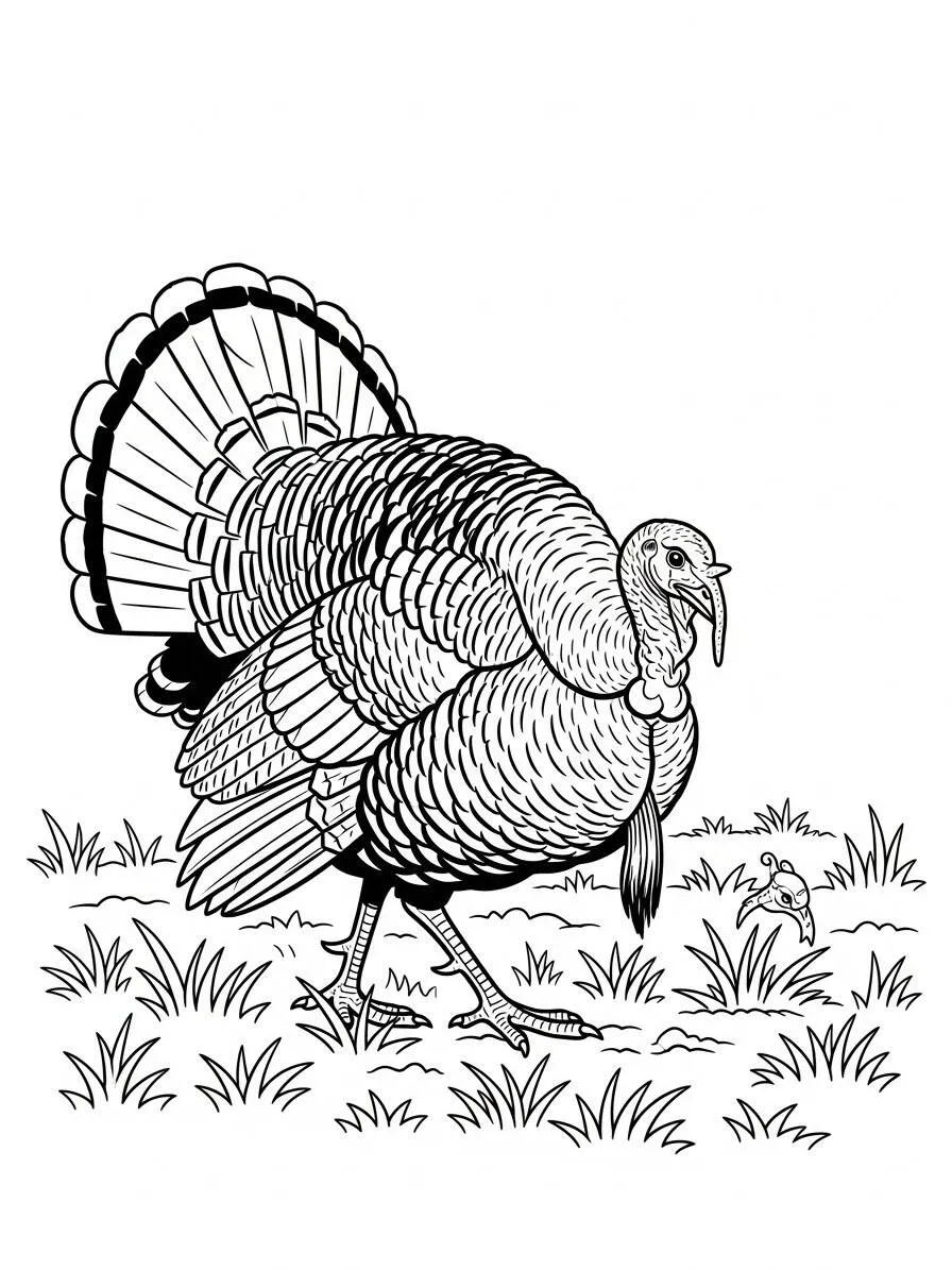 Desenho de Peru para Colorir na Fazenda