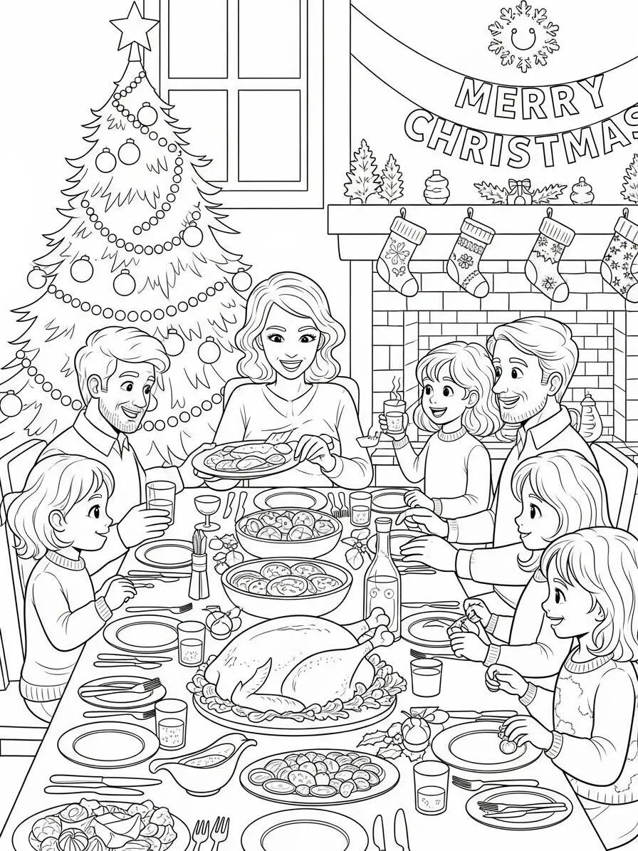 Desenho de Peru para Colorir na Ceia de Natal