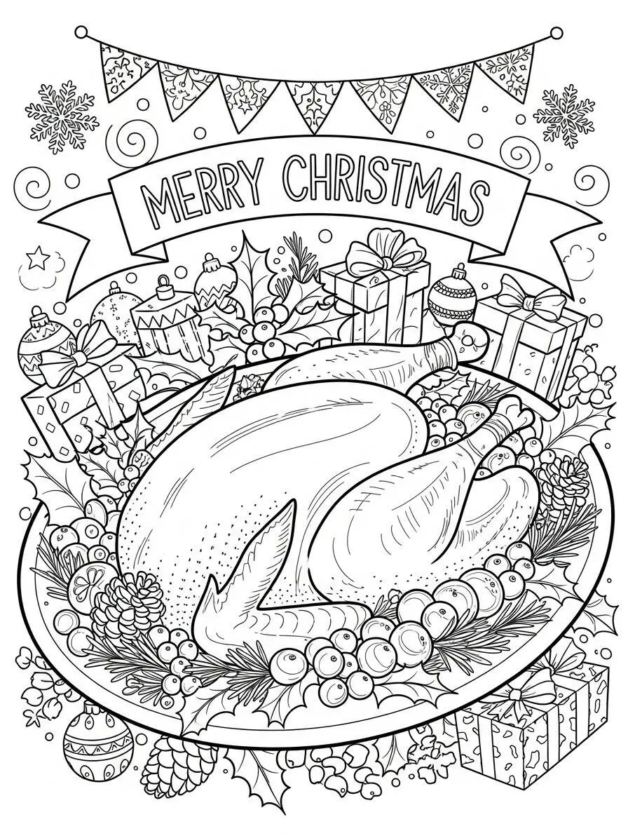 Desenho de Peru Natalino para Colorir