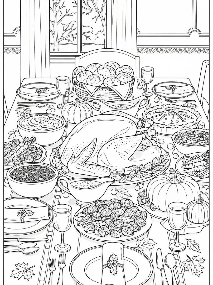 Desenho de Peru Delicioso para Colorir
