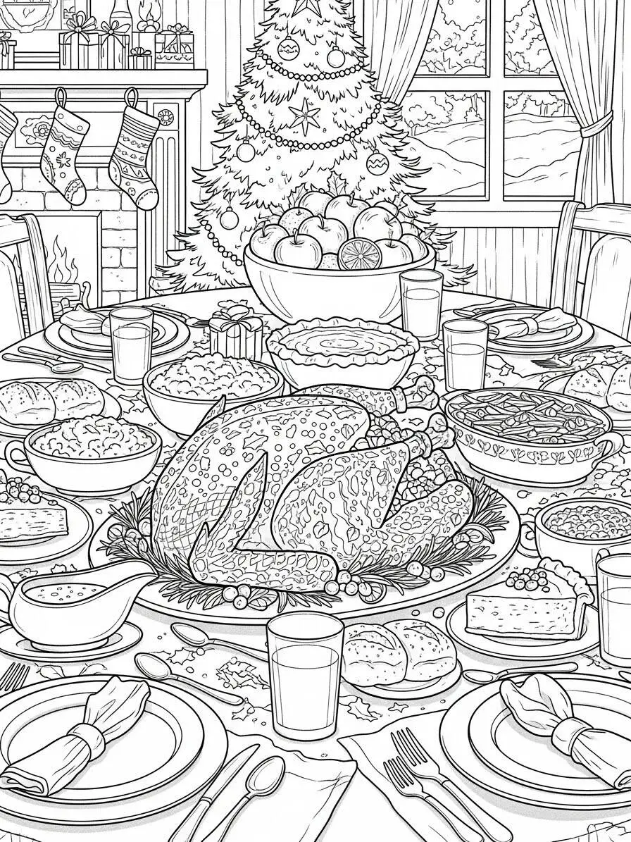 Desenho de Peru para Colorir no Natal