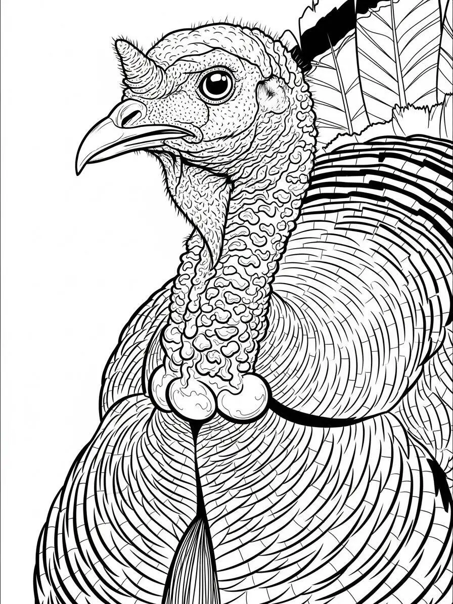 Desenho de Peru Detalhado para Colorir