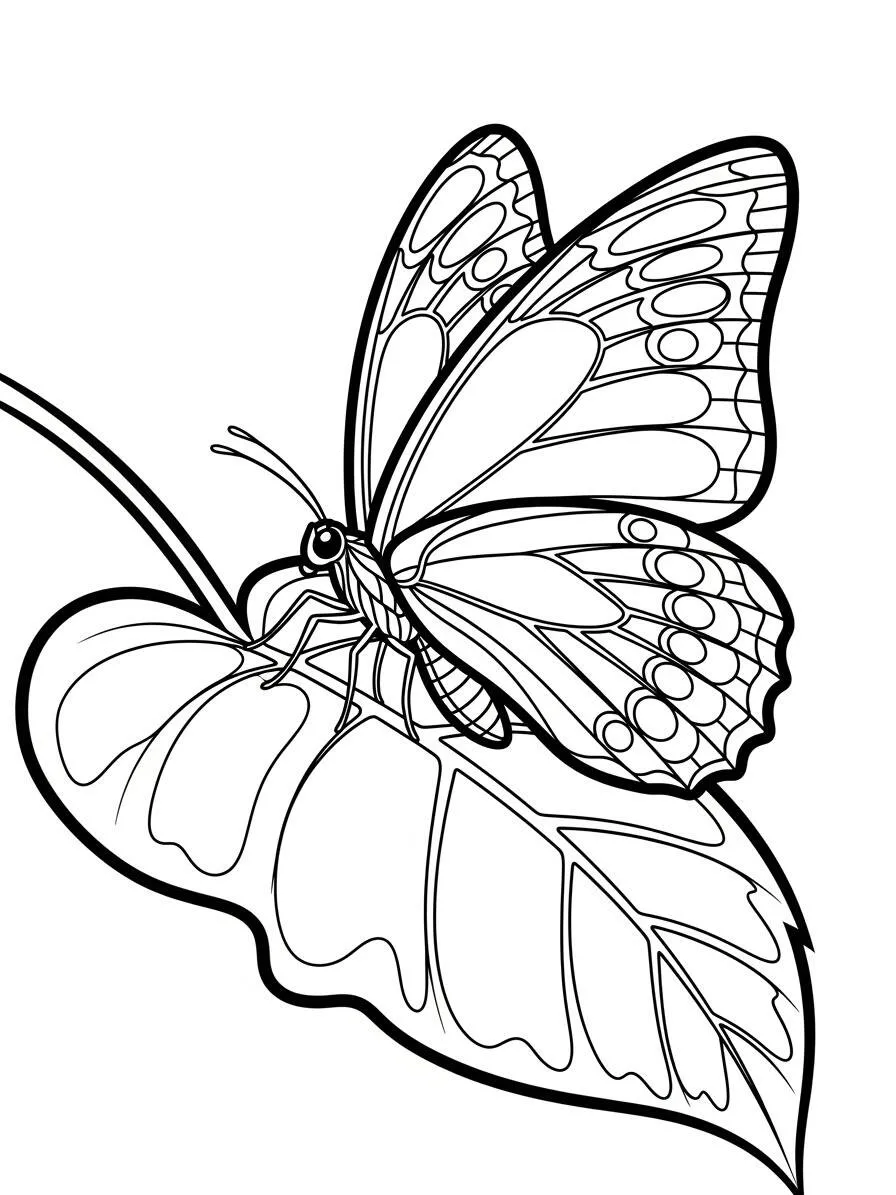 Desenho de Borboleta Detalhada para Colorir