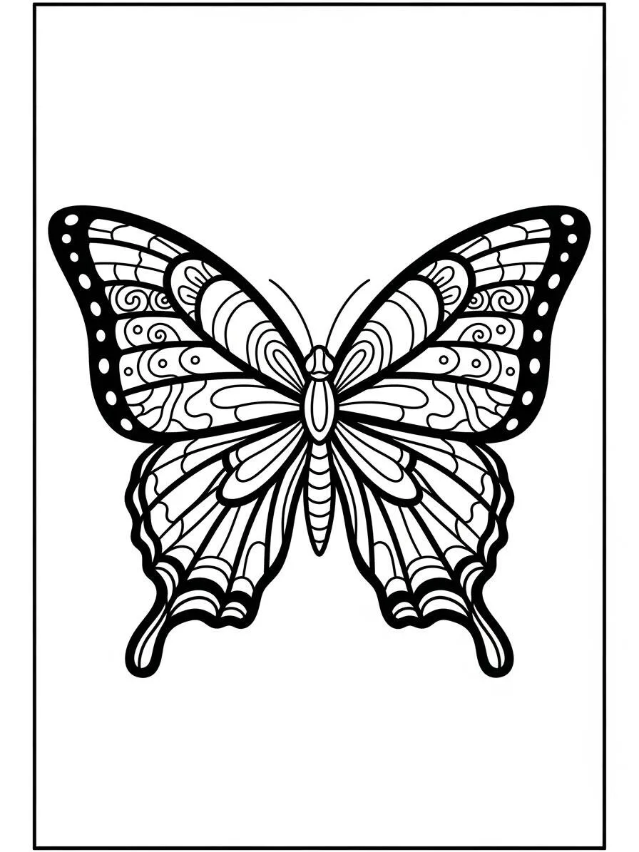 Desenho de Borboleta Detalhada para Colorir