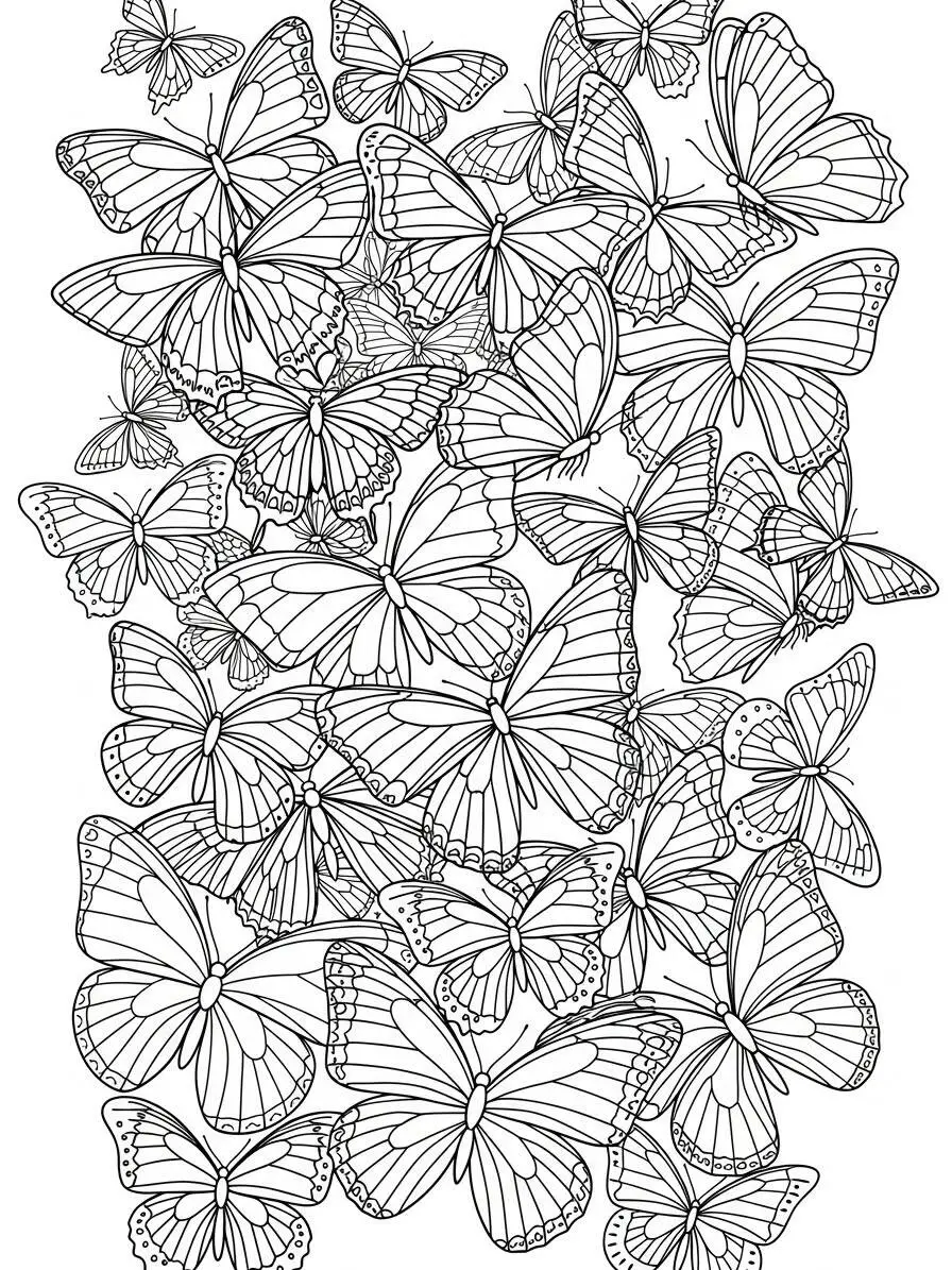 Desenho de Borboletas para Colorir   Padrão Detalhado e Encantador